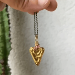 24k gold & silver heart and Tourmaline necklace