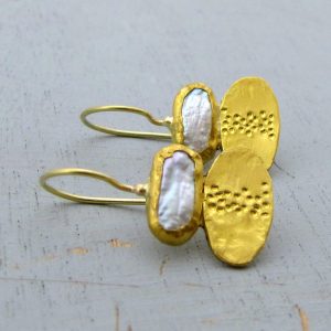 Pearl 24 karat gold earrings
