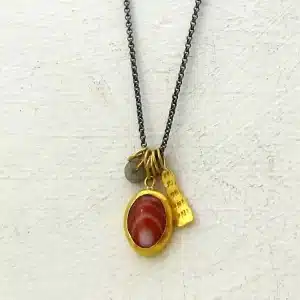 Red Sardonyx 24k gold necklace