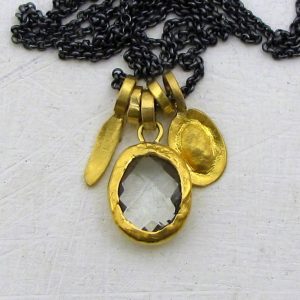 Green Amethyst 24k gold necklace