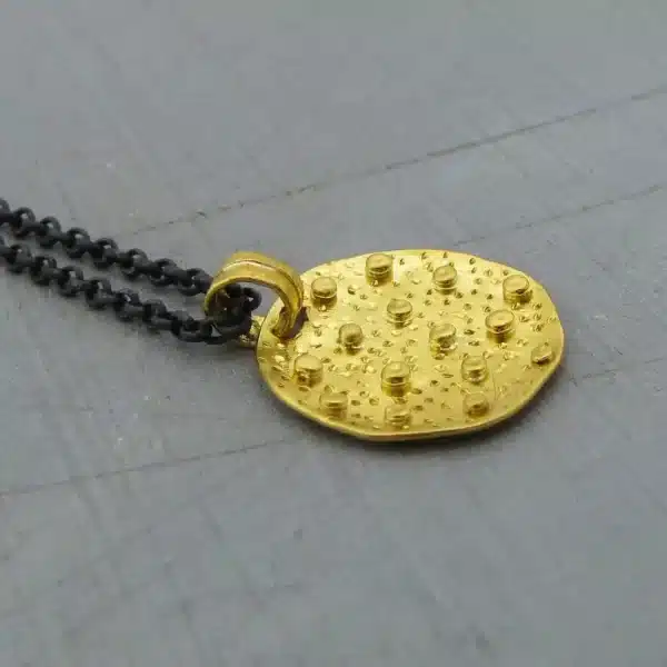 24k solid gold round pendant