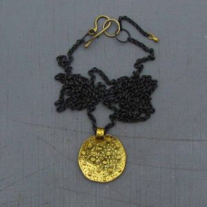 24k solid gold round pendant