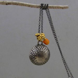 Dome 22 karat gold silver and Coral necklace