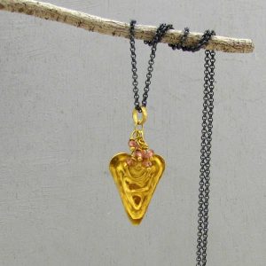 24k gold & silver heart and Tourmaline necklace