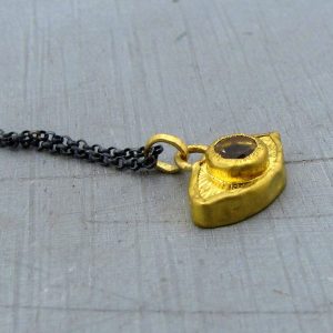 Citrine Evil Eye 24k gold pendant necklace