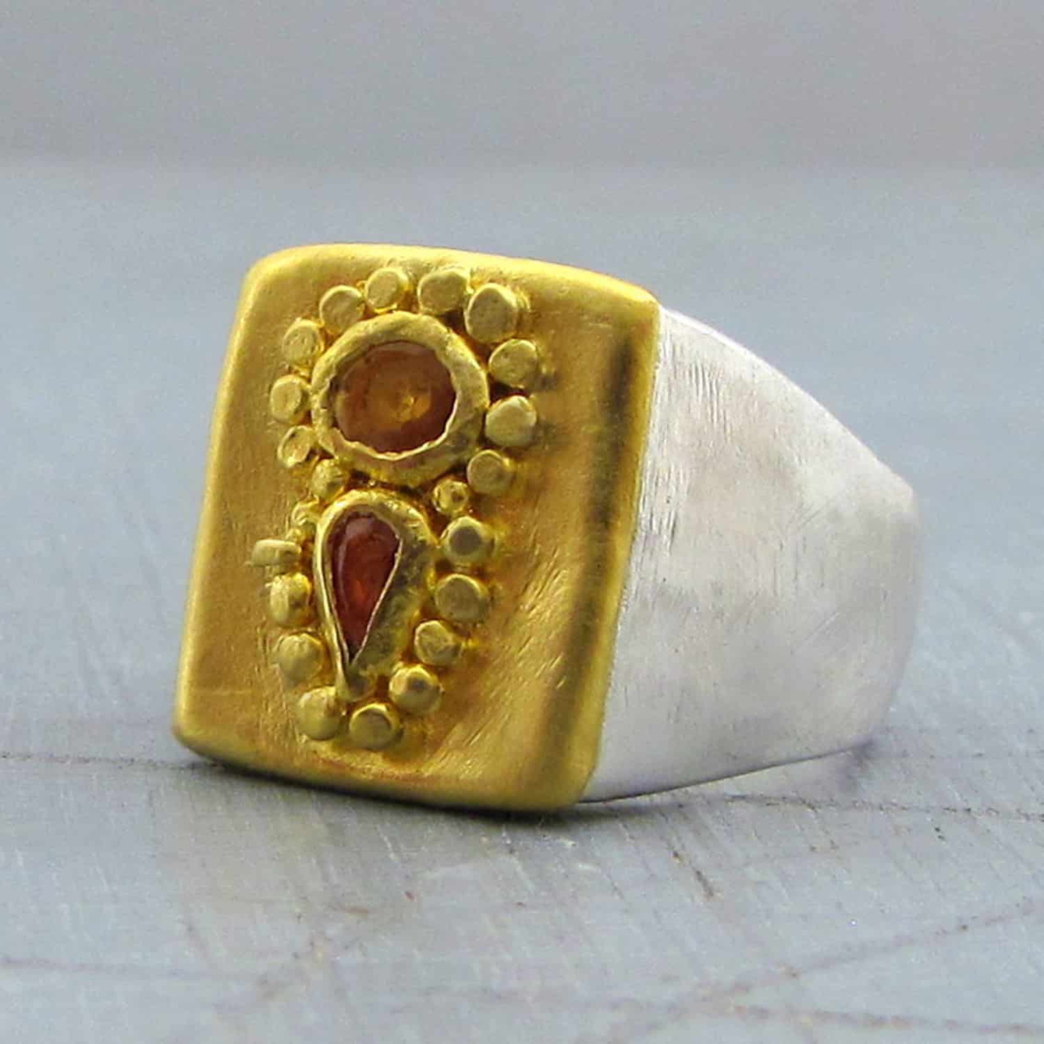 Orange Sapphire gold ring