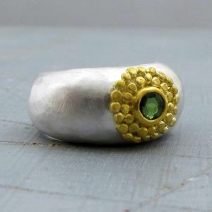 24 karat gold green Tourmaline ring
