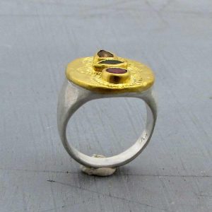 Ethnic Tourmaline 24k gold ring