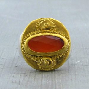 Ethnic Carnelian 24k gold ring