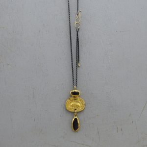 Rough Amethyst 24 karat gold pendant & silver necklace