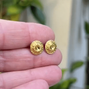 Round 24k gold studs post earrings