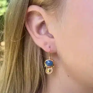 Exquisite handcrafted 24K gold blue Opal earrings