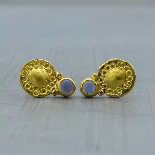 Iolite 24k gold stud earrings
