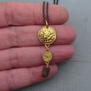 22k gold silver and Ruby necklace