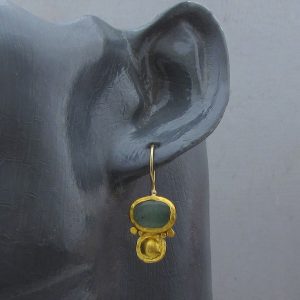 Exquisite Handcrafted 24K Gold Aventurine Earrings