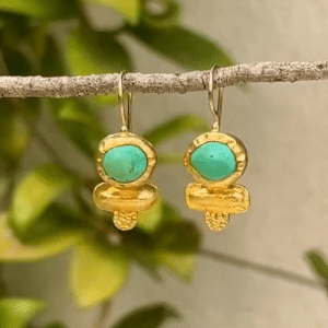 24k gold rough Turquoise handmade earrings