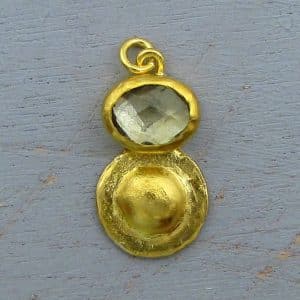 Green Amethyst 24 karat gold pendant