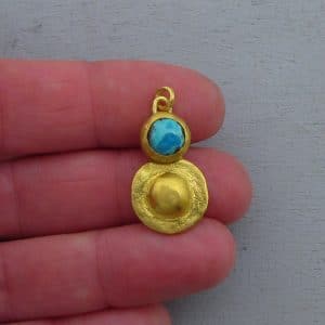 Turquoise 24 karat gold pendant