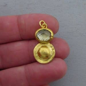 Green Amethyst 24 karat gold pendant