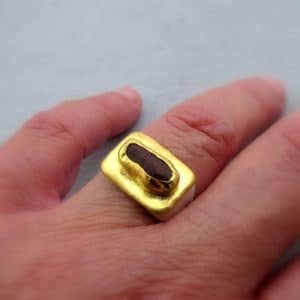 Rough Ruby and 24k gold signet ring