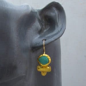 24k gold rough Turquoise handmade earrings