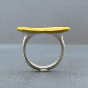 Oval signet 24k gold and silver ring