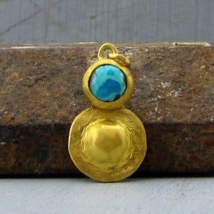 Turquoise 24 karat gold pendant