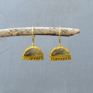 Unique Green Amethyst 24k gold earrings