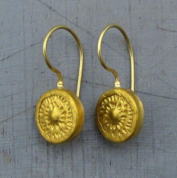 Round handmade 24k gold earrings