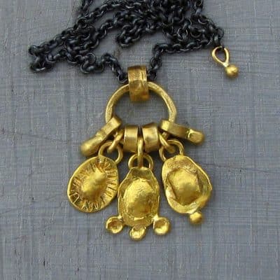 Handmade 22 karat gold pendants silver necklace