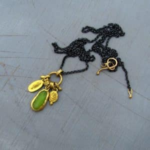 Rough Lemon Jade 22k gold necklace