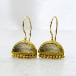 Unique Green Amethyst 24k gold earrings