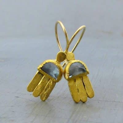 24 karat gold Blue Topaz earrings