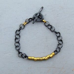 22k gold & silver round links bracelet