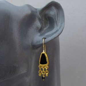 24k gold and Onyx dangle earrings