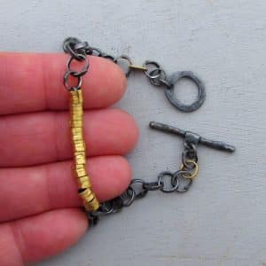 22k gold & silver round links bracelet