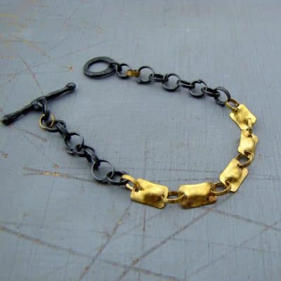 22 karat gold & silver flat links bracelet