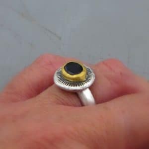 Handmade Iolite 24k gold and silver ring