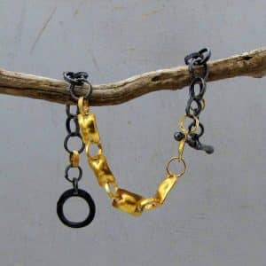 22 karat gold & silver flat links bracelet