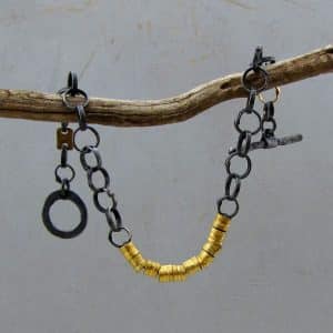 22k gold & silver round links bracelet