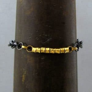 22k gold & silver cylinder links bracelet