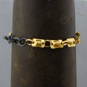 22 karat gold & silver flat links bracelet