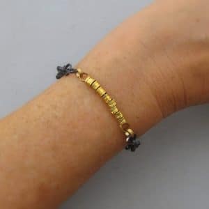 22k gold & silver cylinder links bracelet