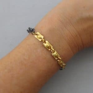 22 karat gold & silver flat links bracelet