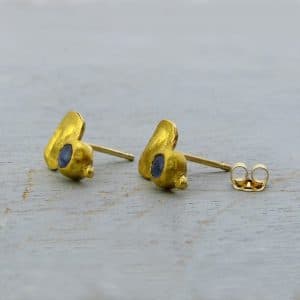 Kyanite 24k gold studs earrings