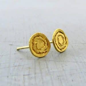 Handmade round spiral 22k gold studs