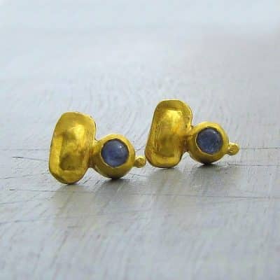 Kyanite 24k gold studs earrings