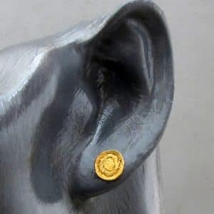 Handmade round spiral 22k gold studs