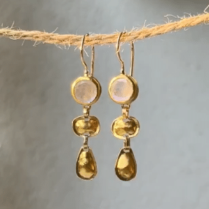 24k gold dangle moonstone earrings