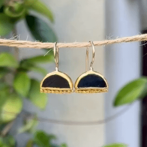 Matte Onyx 24k gold earrings